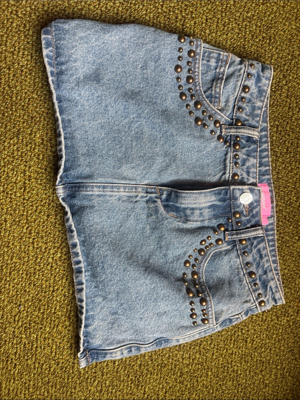 Mini Jean Skirt w Gold Embellishments SZ Xs